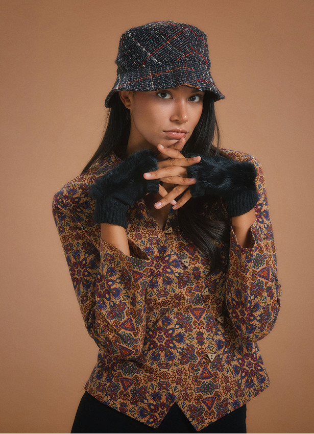 Black Pattern Bucket Women's Hat