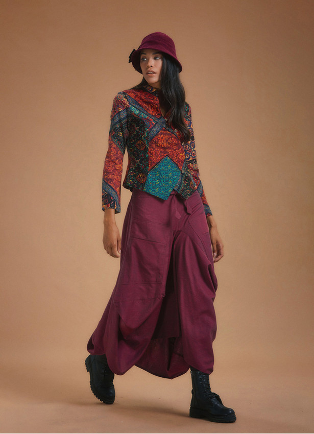 Mandarin Collar Asymmetrical Slim Cut Black Babil Shirt