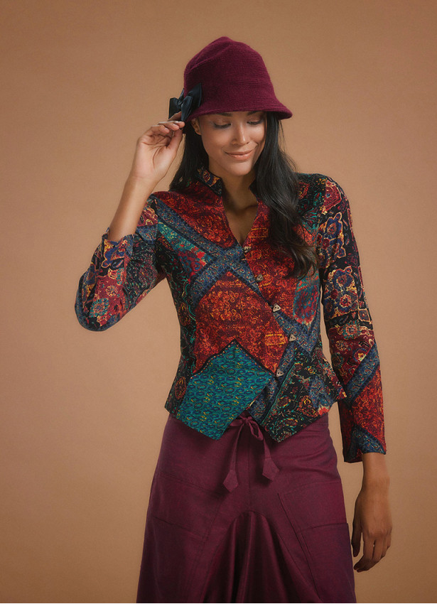 Mandarin Collar Asymmetrical Slim Cut Black Babil Shirt