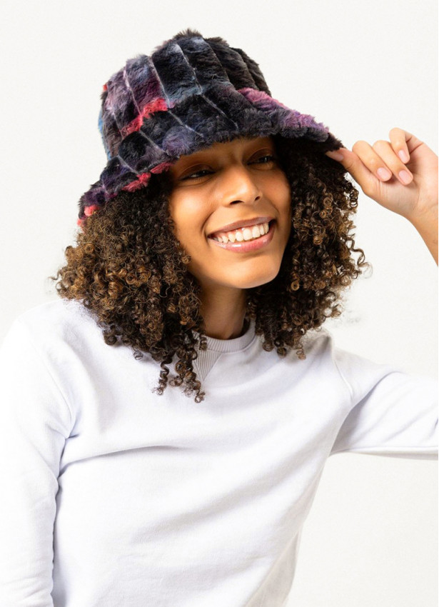 Maroon Patterned Bucket Women's Hat