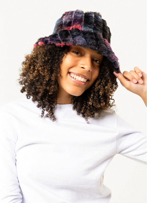 Maroon Patterned Bucket Women's Hat