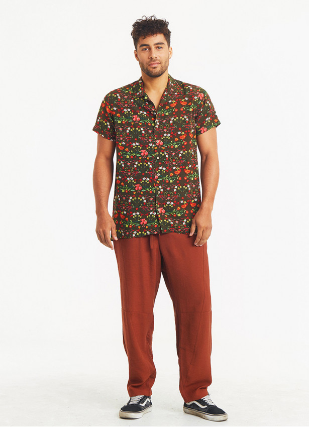 Comfortable Cut Brown Mens Trousers With Elastic Waist