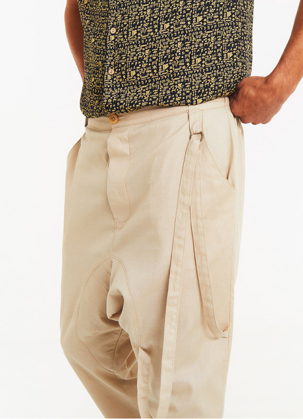 Bohemian Cotton Cream Mens Harem Pants