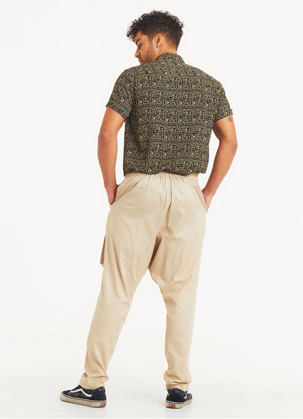 Bohemian Cotton Cream Mens Harem Pants