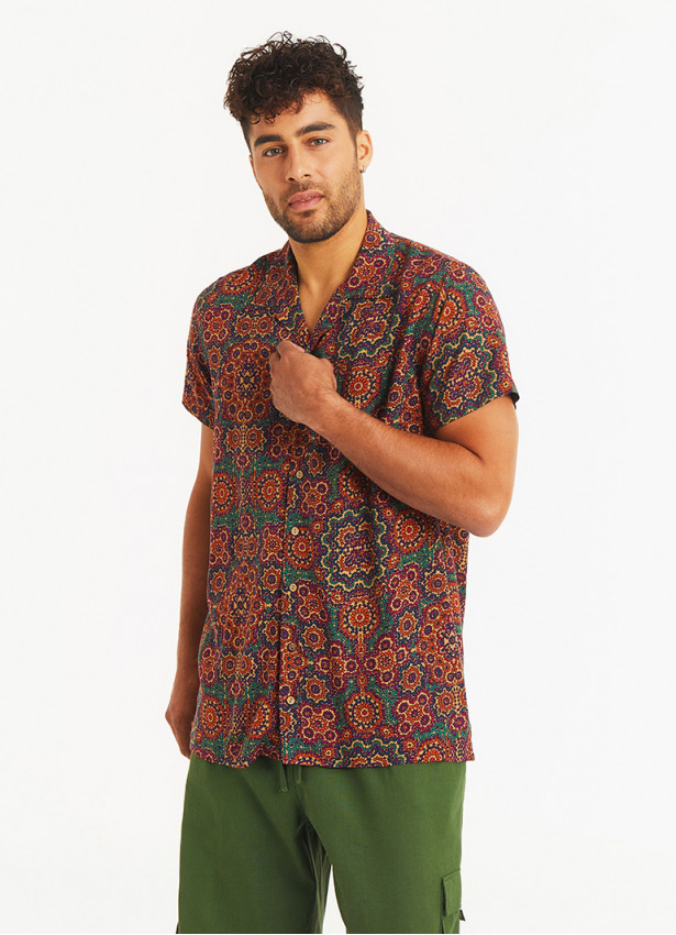 Ethnic Patterned Comfortable Fit Men's Shirt