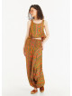 Mustard Print Wide Shirred Waist Boho Style Harem Pants