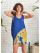 Sleeveless Loose Blue Batic Tie Dye Tunic Dress