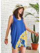 Sleeveless Loose Blue Batic Tie Dye Tunic Dress