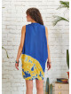 Sleeveless Loose Blue Batic Tie Dye Tunic Dress