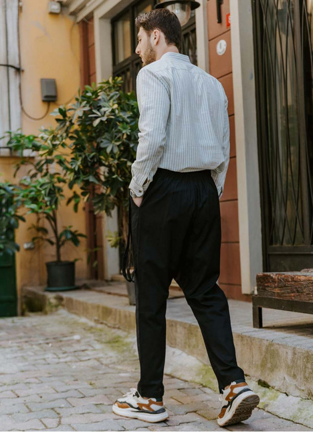 Bohemian Cotton Black Mens Harem Pants