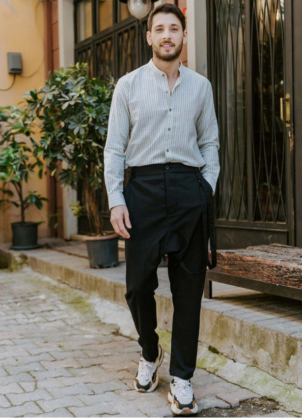 Bohemian Cotton Black Mens Harem Pants