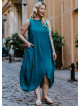 Sleeveless Front Layered Blue Baggy Plus Size Dress