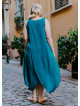 Sleeveless Front Layered Blue Baggy Plus Size Dress
