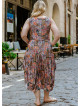 Etnic Print V Neckline Bohemian Style Plus Size Dress