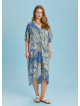 Twist Front Loose Blue Bat Wing Plus Size Dress