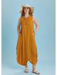 Sleeveless Front Layered Yellow Baggy Plus Size Dress