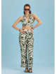 Green Printed Elastic Waist Boho Pants