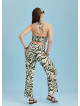 Green Printed Elastic Waist Boho Pants