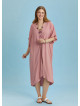 Twist Front Loose Pink Bat Wing Plus Size Dress