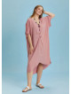 Twist Front Loose Pink Bat Wing Plus Size Dress