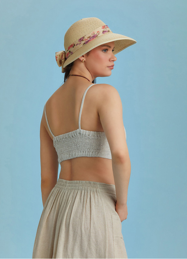 Cut Out Front Detail Cotton Bralette Top