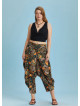 Draped Elastic Waist Floral Print Plus Size Pants