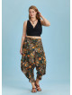 Draped Elastic Waist Floral Print Plus Size Pants