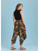 Draped Elastic Waist Floral Print Plus Size Pants