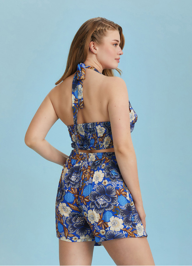 Boho Chic Wrap Front Blue Plus Size Skort