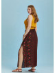 Black Floral Elastic Waist Side Slit Plus Size Skirt