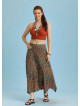 Ethnic Printed Asymmetrical Hem Flared Midi Skirt