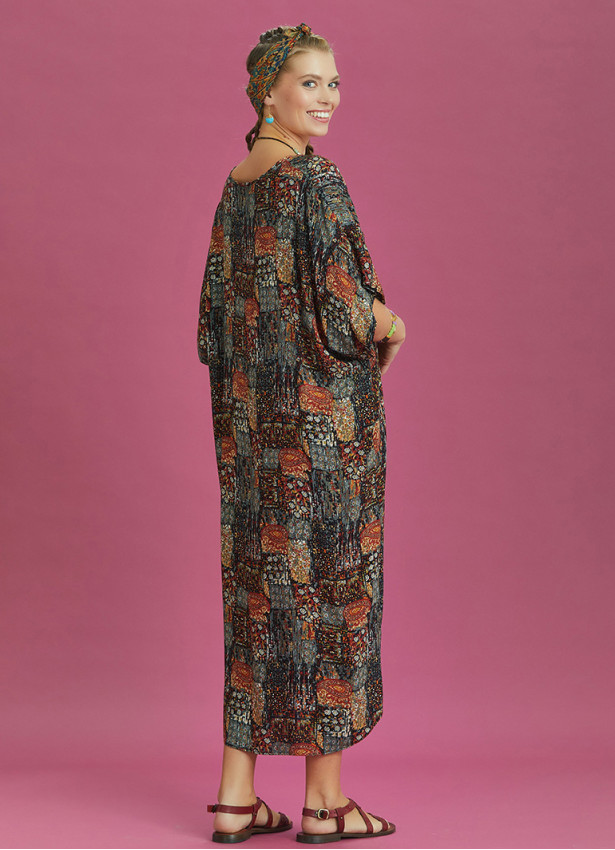 Twist Front Loose Khaki Bat Wing Dress