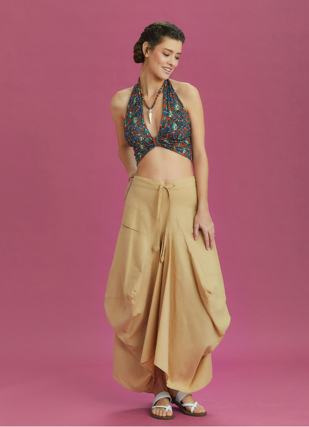 Asymmetrical Hem Detail Hippie Style Long Skirt