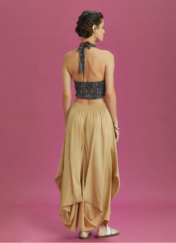 Asymmetrical Hem Detail Hippie Style Long Skirt