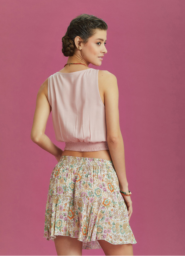 Boho Chic Style Print Ruffled Mini Skort