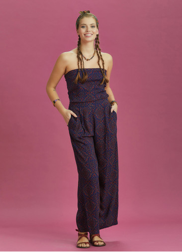 Blue Print Wide Leg Strapless Overall