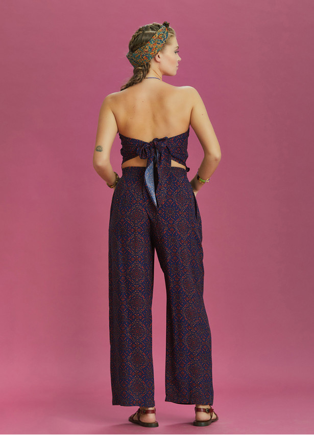 Blue Print Wide Leg Strapless Overall