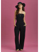 Black Wide Leg Strapless Overall