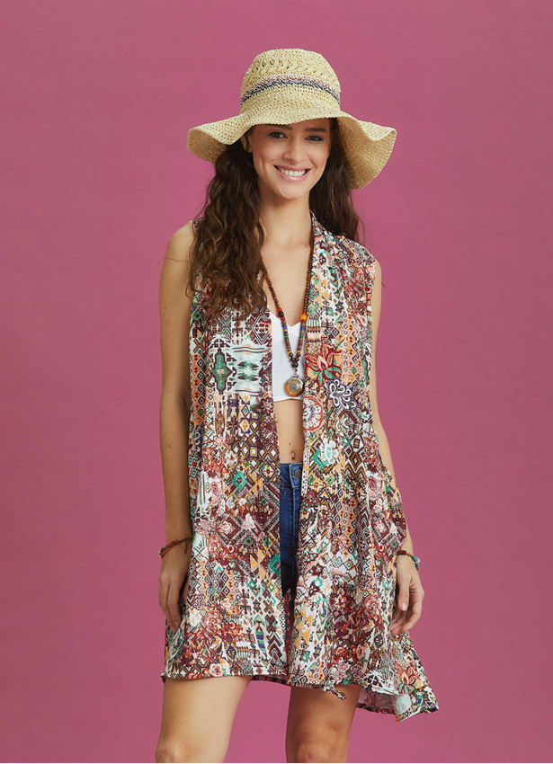 Loose Fit Wrap Front Cowl Neck Brown Tunic Dress