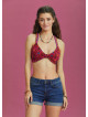 Boho Chic Knot Front Red Floral Bralette Top