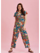 Half Sleeve Floral Patterned Bohemian Jumpsuit