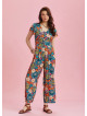 Half Sleeve Floral Patterned Bohemian Jumpsuit