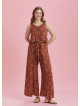 Ethnic Print Wrap Front Sleeveless Plus Size Overall