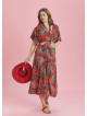 Boho Chic Style Red Printed Cut Out Plus Size Dress
