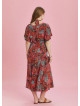 Boho Chic Style Red Printed Cut Out Plus Size Dress