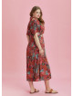 Boho Chic Style Red Printed Cut Out Plus Size Dress