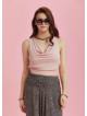 Elastic Hem Sleeveless Pink Cowl Neck Crop Top
