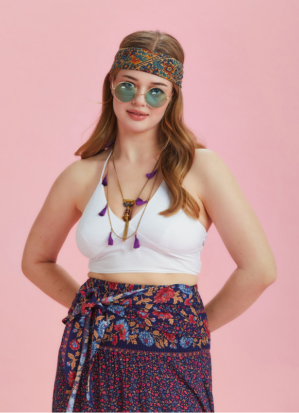 Back Cup Halter White Plus Size Top