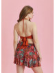 Boho Chic Style Red Print Ruffled Plus Size Skort