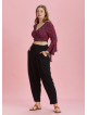 Drop Crotch Black Pleated Plus Size Summer Pants